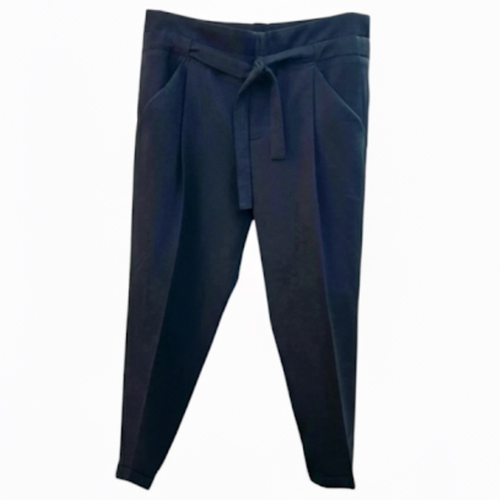 Vince Wool Blend Black Cropped Pant With Belt Size 4 EUC!
